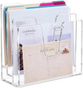 3 Section Clear Acrylic File Organizer, Inclined Desktop File Sorter by Unknown