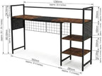 Desk Shelf Organizer with Pegboard & Hooks, Desk Hutch for Computer Monitor, Multi-Tier Wood Desktop Bookshelf Display Rack for Home Office Dorm Room (Vintage Brown, 50.39") - Image 2