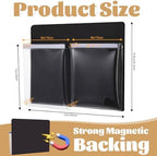 8 Pack Magnetic File Holder Fridge Organizer Black with 2 Pockets - Image 2