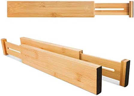 VaeFae 12-Pack Adjustable Bamboo Drawer Dividers, Expandable Drawer Organizer for Kitchen Utensils, Clothes, Bathroom, Office – Fits Drawer Interiors 16.6" to 21.8" - Image 3