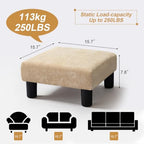 Joveco Small Foot Rest Stool Ottoman, 15" Fabric Square Footstool Upholstered Footrest for Chair, Under Desk, Office, Living Room, Wheat - Image 3