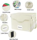 DocSafe Fireproof Document Box with Lock,File Storage Organizer with Zipper Pockets,Collapsible Portable File Box Home Office Safe Filing Cabinet with Handle for Hanging Letter/Legal Folders,Beige - Image 4