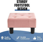 BRIAN & DANY Small Foot Stool, Velvet Foot Stools with Legs, Stable Small Footstool for Living Room, Pink - Image 4