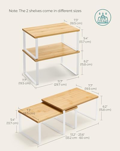 SONGMICS Cabinet Organizer Shelf, Set of 4 Spice Rack, Kitchen Storage - Image 3
