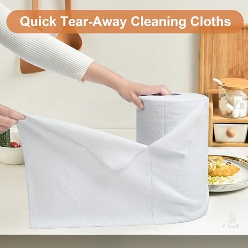 LIVOS Microfiber Cleaning Cloth Roll - 80 Pack, Reusable Paper Towels, White Tear Away, Microfiber Towels for Car, Super Absorbent Lint Free Cleaning Rags for House, Kitchen,Window- 11.5"x11.5" - Image 2