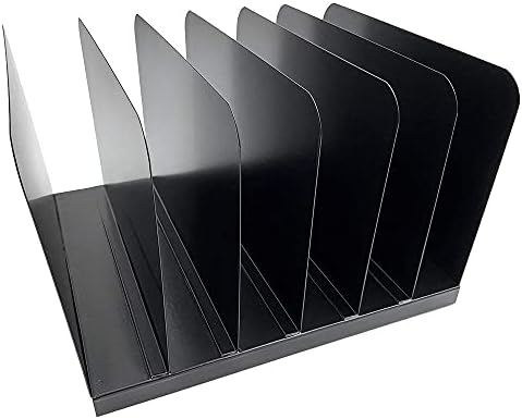 Huron Desktop File Binder Organizer Storage Vertical 6 Slot, Black Commercial Grade Steel - Image 2
