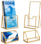 Watersay Gold Glass Brochure Holder and Business Card Rack Set, 4 x 8 '' by Unknown