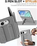 for iPhone Ultra Case with Pen Holder & Stylus & Finger Strap Gray - Image 4