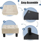 BRIAN & DANY Small Foot Stool, Linen Foot Stools with Legs, Stable Small Footstool for Living Room, Beige - Image 5