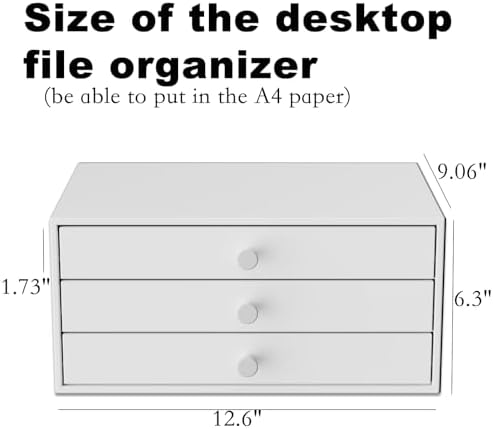 Svartur Desktop Drawers, Metal Desk Organizer with Drawer Storage Organizer for A4 File, Desk File Storage Organization for Office, Home, No Assembly Required, White - Image 3