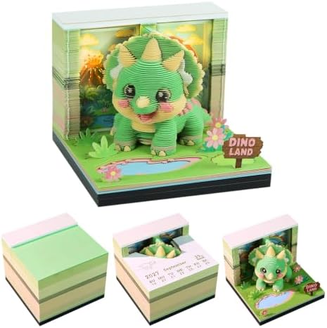 3D Calendar 2027, Tear-Away Desk Calendar, Paper Art Memo Pad, LED Light (Triceratops) by Unknown