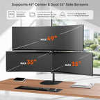 PUTORSEN Freestanding Triple Monitor Stand, Up to 49", Holds 44 lbs - Image 2
