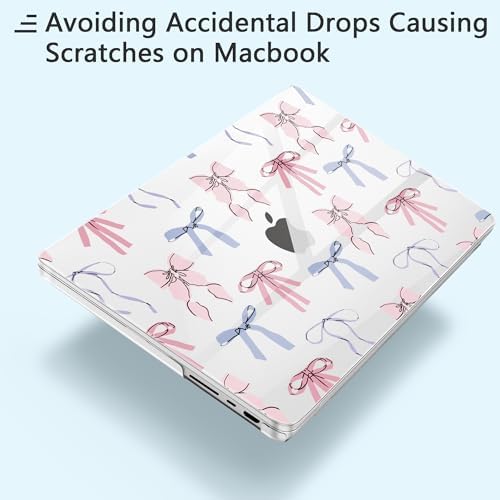 for New MacBook Air 13 inch Case 2026 M5 2025 M4 2024 M3 M2 Chip– Aesthetic Lightweight Cute Design Clear Hard Shell 6-in-1 Bundle with TPU Keyboard Cover & 2X OTG Adapters, Pink Bow - Image 4