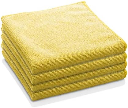 E-Cloth Microfiber Cloth, World's Leading Premium Microfiber Cleaning Cloth, Twice as Durable as Competition, 1 Year Guarantee, Ideal for Kitchen, Countertops, Sinks, and Bathrooms, Yellow, 4 Pack by E-Cloth
