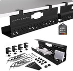 Under Desk Cable Management Tray no Drill – Wire Management - Cord Organizer – Huge Load Capacity – Under Desk Cable Tray no Drill (Black, 2 Pieces Set) by UltimateSetup