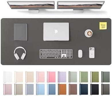 YSAGi Leather Desk Pad Protector, Office Desk Mat, Large Mouse Pad, Non-Slip PU Leather Desk Blotter, Laptop Desk Pad, Waterproof Desk Writing Pad for Office and Home (Dark Grey,55" x 17.2") by YSAGi