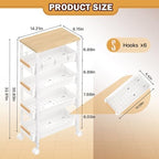 SUNALLY Slim Storage Cart with Wheels, Narrow Kitchen Rolling Cart, White - Image 3