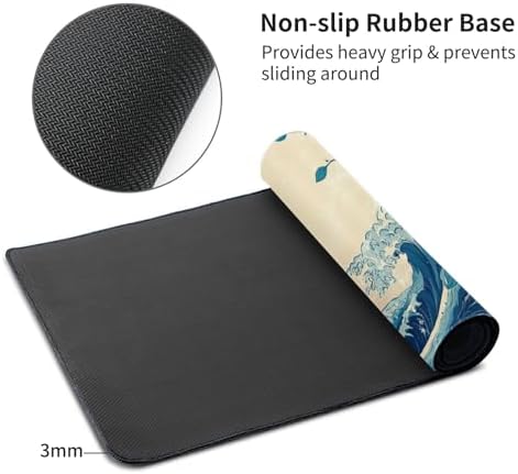 Cherry Blossom Japanese Wave XXL Gaming Mouse Pad 48"x24",Extended Desk Mat - Image 5