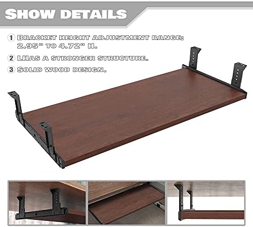 FRMSAET Office Product 20/24/30 inch Keyboard Drawer Tray (30 in, Cherry) - Image 2