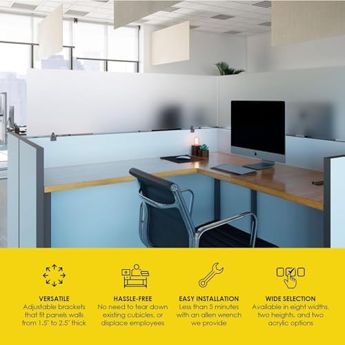 OBEX Acrylic Mounted Small Brackets Quality Desk Privacy Panel & Divider for Your Office Cubicle-Increase Separation & Improve Productivity, 12" x 48", Clear - Image 3