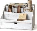 Rebee Vision Mail Organizer for Desk with Drawer for Home Decor, Whitewash by REBEEVISION