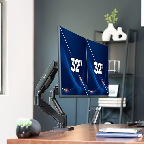 VIVO Dual Monitor Stand, Fully Adjustable Arms for 17 to 32 inch Screens, Mechanical Articulating Desk Mount, Gaming and Office Setups, VESA 75x75, 100x100, Max 19.8 lbs, Classic, Black, STAND-V002O - Image 2