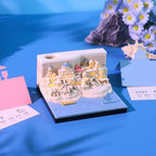 2027 3D Paper Carving Desk Calendar With LED Light (Santorini) - Image 3