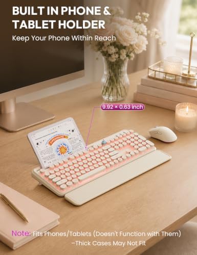Wireless Keyboard and Mouse, Backlit Typewriter with Magnetic Wrist Rest - Image 6
