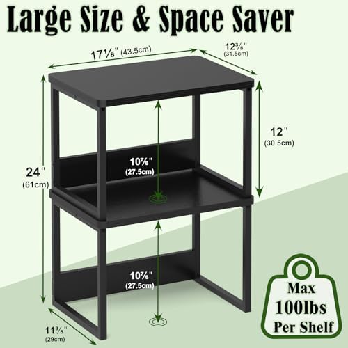 MARTY Desktop Printer Stand 2 Pack Printer Shelf for Desk Home/Office,Black - Image 5