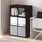 Furinno Cubicle 5-Cube Book Shelf, Extra Thick Frame Bookshelf, Dark Oak - Image 2