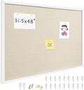 31.5"x48" White Framed Natural Wood Tone Bulletin Board, Pin Board by Buyitnow