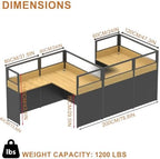 Nykto Office Cubicle Desk with Mute Privacy Panels (D2 Person-S, Walnut) - Image 2