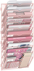 10-Tier Wall File Organizer and Hanging File Organizer, Pink by JMHUD