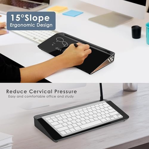 SHANTRA 16'' x 7'' Desktop Whiteboard, Desk Dry Erase Board with Organizer, Computer Pad & Keyboard Stand, Small whiteboard for Home, School, Office, Desk Accessories & Workspace Organizers （Black） - Image 3