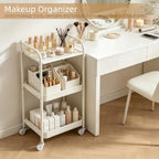 3 Tier Rolling Cart with Table Top, Metal Kitchen Storage Cart - Image 3