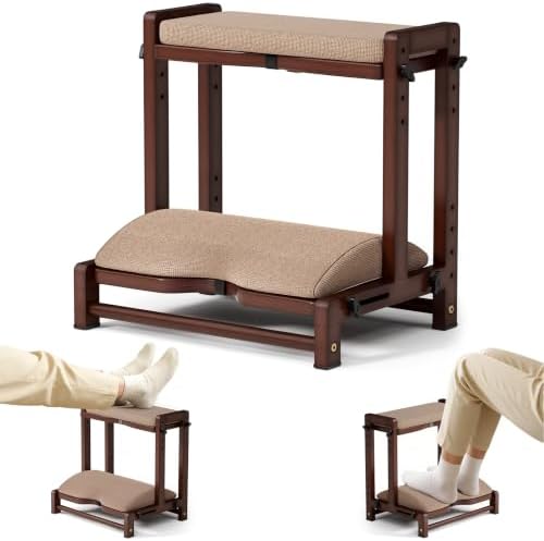 Double Step Foot Rest Under Desk with 4 Heights (Walnut Color) by Atoping