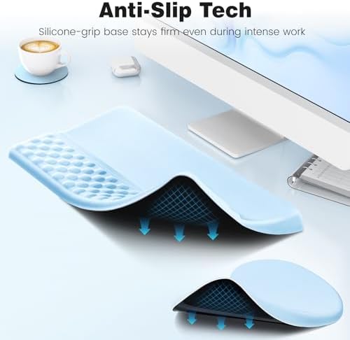 Ospelelf Keyboard Wrist Rest and Mouse Pad Set, Ergonomic Memory Foam Wrist Support, Aesthetic Desk Accessories for Office, Home & Gaming, Relief for Carpal Tunnel & Wrist Pain,Blue - Image 5