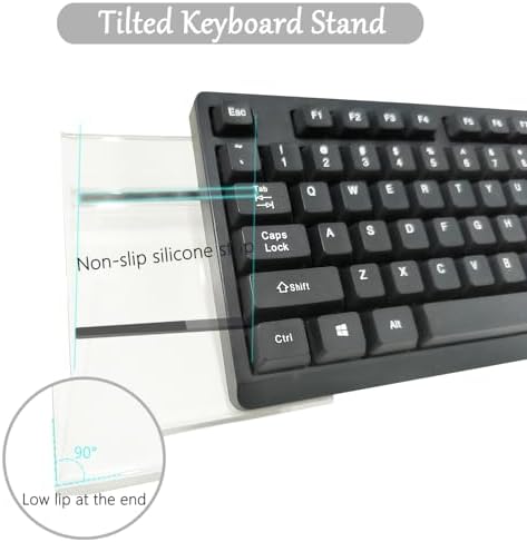 Gel Cloud Keyboard and Mouse Wrist Rest Set Transparent Acrylic Tilt Computer Keyboard Stand with Wrist Rest Ergonomic Silicone Mouse Wrist Pad for Keyboard Riser Holder for Desktop White 60%68% 75% - Image 3