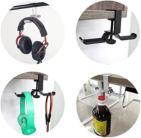 GRFIT Headphones Stand Headphone Hanger PC Gaming Dual Headphone Stand Under Desk 360 Degree Rotating Metal Desktop Lock Clip Double Hook Storage Rack Headset Holder (Color : A) - Image 6