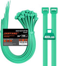Long Zip Ties Heavy Duty 24 inch，400 LBS Tensile Strength With Double Sided Toothed Super Durable Cable Ties ，Extra Large Wire Ties Adjustable Nylon Tie Wraps for Indoor Outdoor （100 Pack Green） by JIANYANG