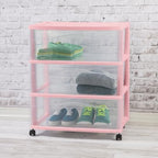 Sterilite 3 Pack Wide 3 Drawer Storage Cart, Rolling Organization, Pink - Image 2
