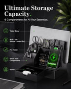 LADSTAG Leather Phone Docking Station for Men - Desk or Nightstand Organizer - Birthday Gifts for Husband, Dad - Anniversary Idea from Wife - Key Holder, Stand Wallet, Watch & Essentials - Image 3