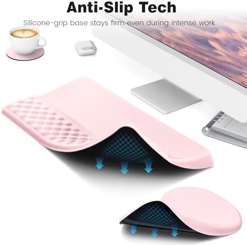Ospelelf Ergonomic Mouse Pad and Keyboard Stand Wrist Rest Set, Memory Foam Comfort, Pain Relief for Typing, Office Desk Accessories, Pink - Image 5
