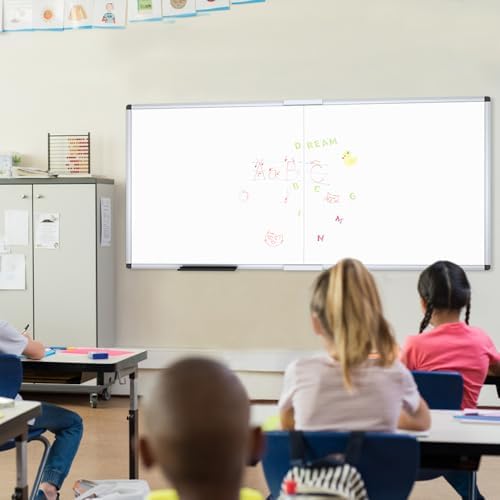 VIZ-PRO Magnetic Dry Erase Board, 72 X 48 Inches, Foldable Wall-Mounted Whiteboard with Silver Aluminum Frame & Marker Tray for School Office and Home 6' X 4' - Image 6