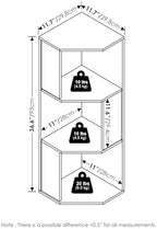 Furinno ECON Corner Shelf, 3-Tier Corner Book Shelf, Standing Storage Shelves, Cube Display Rack, Bookshelf, for Organization and Storage, Living Room, Home Office, White - Image 3