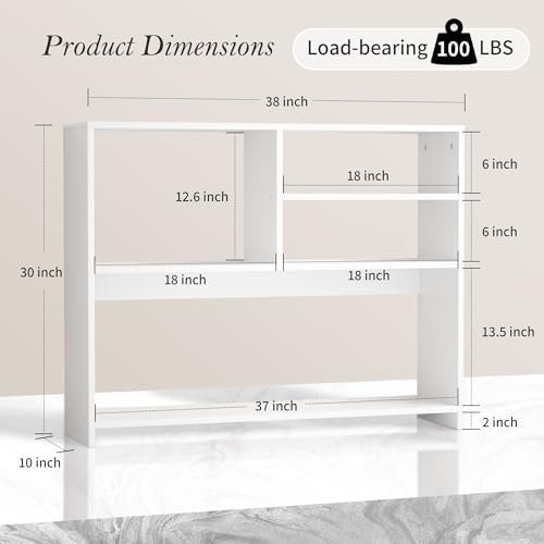 Jerry & Maggie 4-Tier Desktop Bookshelf Organizer with Hutch White 38 in - Image 2