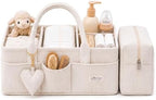 Baby Diaper Caddy Organizer with Matching Zipper Pouch, Soft Corduroy Diaper Storage Basket, Nursery Organizer with Removable Divider, Newborn Essentials, Baby Registry Must Have, Gift for Baby Shower by Unknown