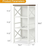 MNEETRUNG Small Bookshelf,4 Tier Industrial Bookcase with Metal Frame and Backboard,Narrow White Book Shelf,Book case for Small Spaces,Living Room,Bedroom and Home Office - Image 2