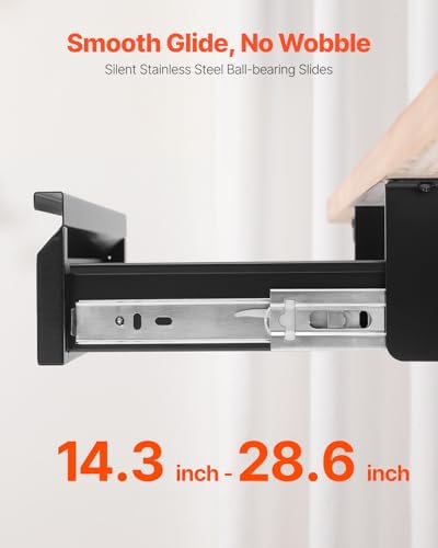 VEVOR Under Desk Drawer Slide Out, 16 inch Attachable Desk Drawer for Sit Stand Workstation, Hidden Under Counter Drawers for office Home, Black - Image 4