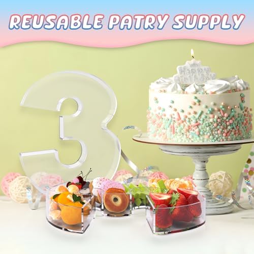 13.8" Extra Large Acrylic Number Charcuterie Board Box, Reusable Fillable Number Cake Candy Dish Display Serving Tray for Birthday Anniversary Party Decoration (3) - Image 4